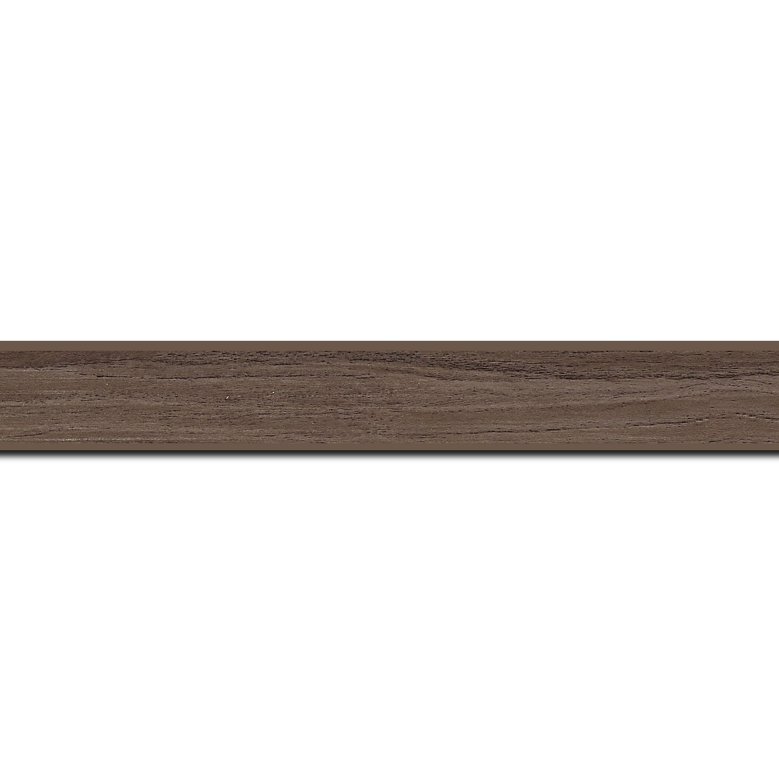Pack par 12m, bois profil plat largeur 2.6cm hauteur 5cm décor bois noyer(longueur baguette pouvant varier entre 2.40m et 3m selon arrivage des bois)