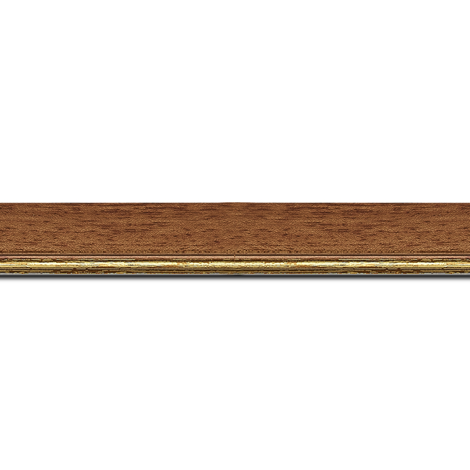 Baguette longueur 1.40m bois profil plat largeur 2.5cm couleur marron ton bois filet or