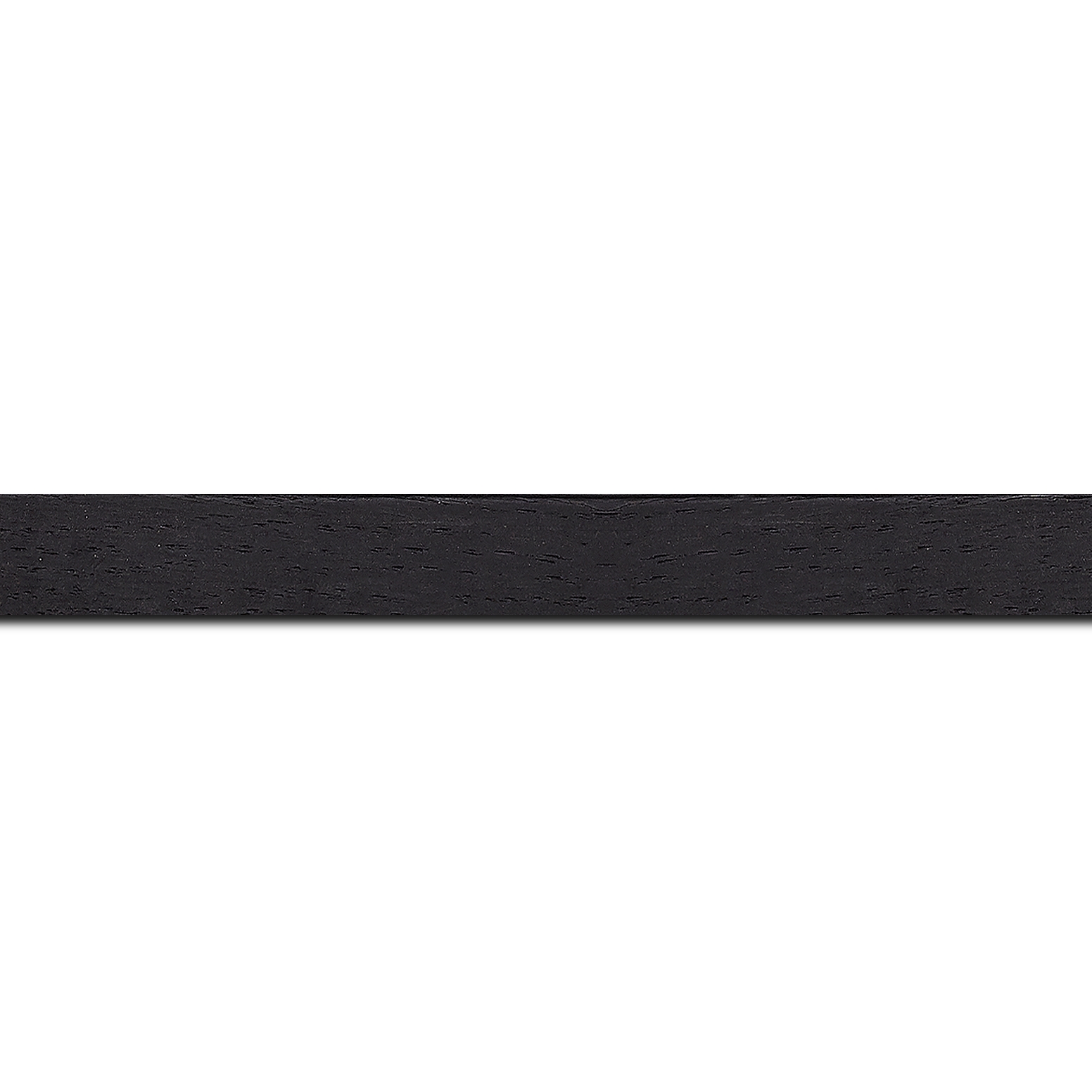 Pack par 12m, bois profil plat largeur 1.5cm  plaquage chêne teinté noir haut de gamme(longueur baguette pouvant varier entre 2.40m et 3m selon arrivage des bois)