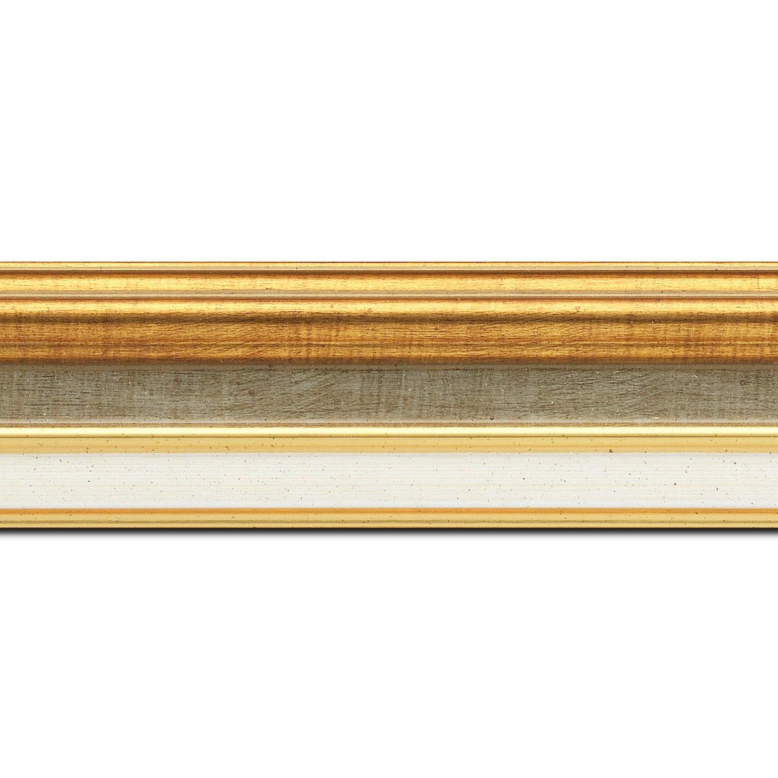 Baguette longueur 1.40m bois largeur 5.2cm or gorge champagne  marie louise crème filet or intégrée