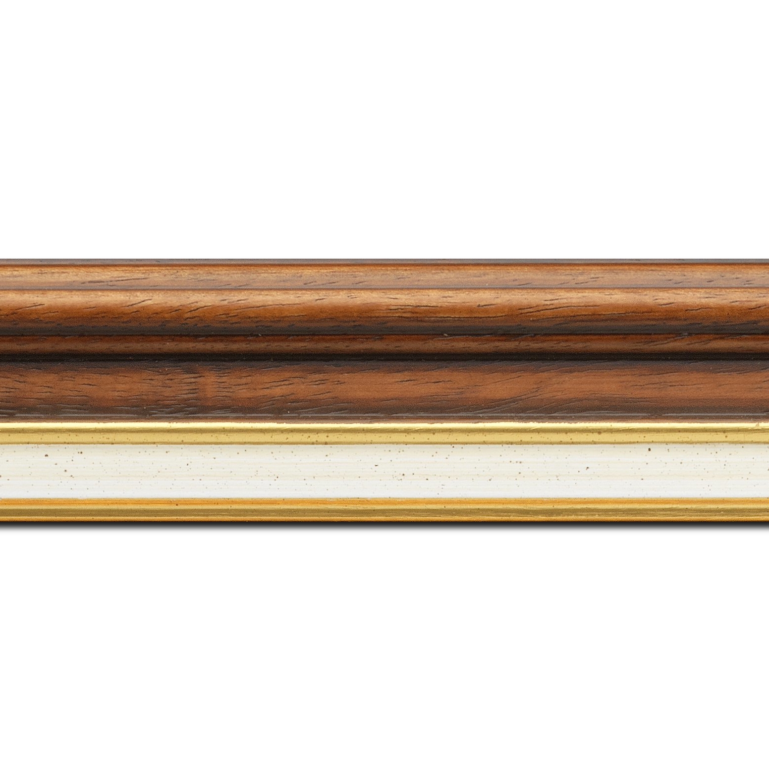 Baguette longueur 1.40m bois largeur 5.2cm marron rustique  marie louise crème filet or intégrée