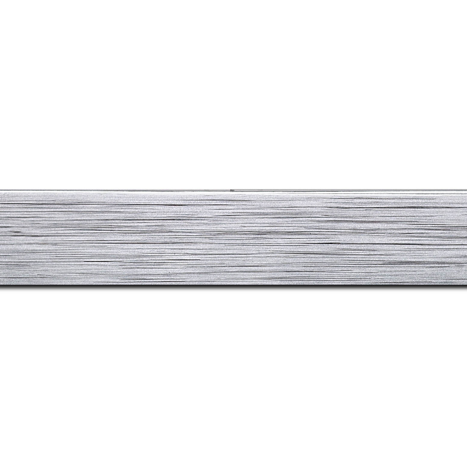 Baguette longueur 1.40m bois profil plat largeur 2.5cm hauteur 4.8cm argent contemporain (hauteur feuillure 4.3cm )
