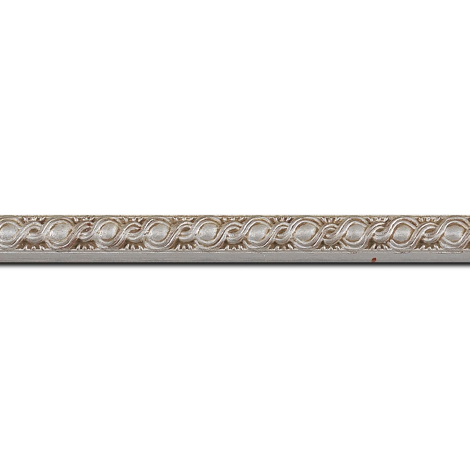 Baguette longueur 1.40m bois profil jonc largeur 1.5cm argent style décor entrelacé ( finition artisanale fait main )