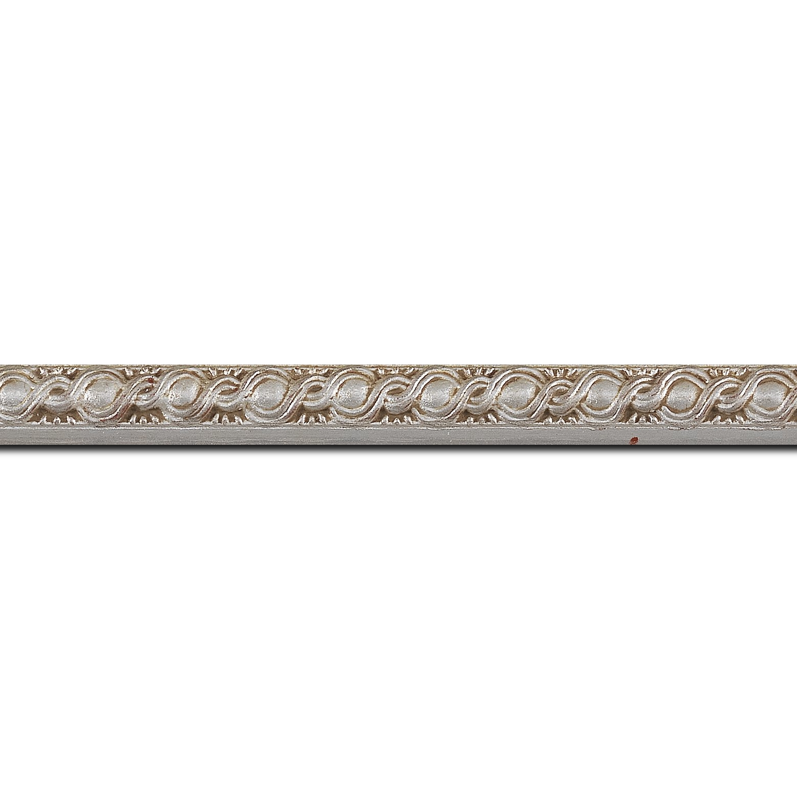 Pack par 12m, bois profil jonc largeur 1.5cm argent style décor entrelacé ( finition artisanale fait main )(longueur baguette pouvant varier entre 2.40m et 3m selon arrivage des bois)