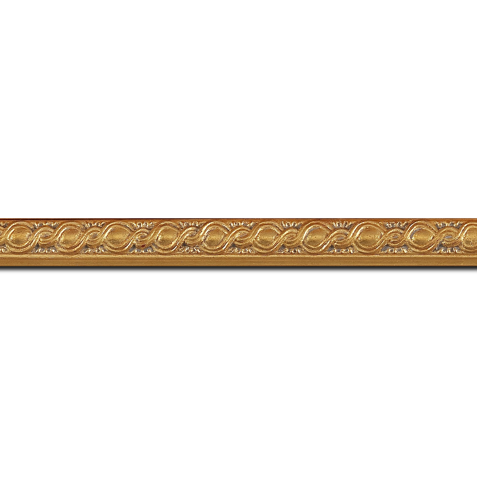Baguette longueur 1.40m bois profil jonc largeur 1.5cm or style décor entrelacé ( finition artisanale fait main )