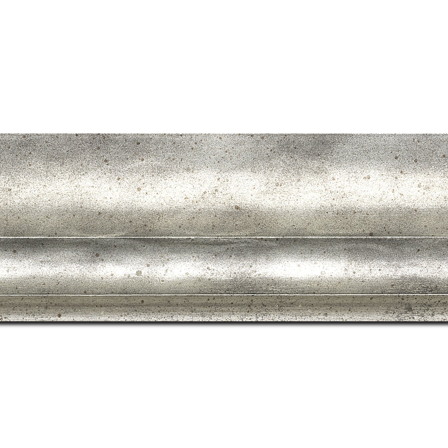 Baguette longueur 1.40m bois profil plat ondulé largeur 5.9cm argent chaud