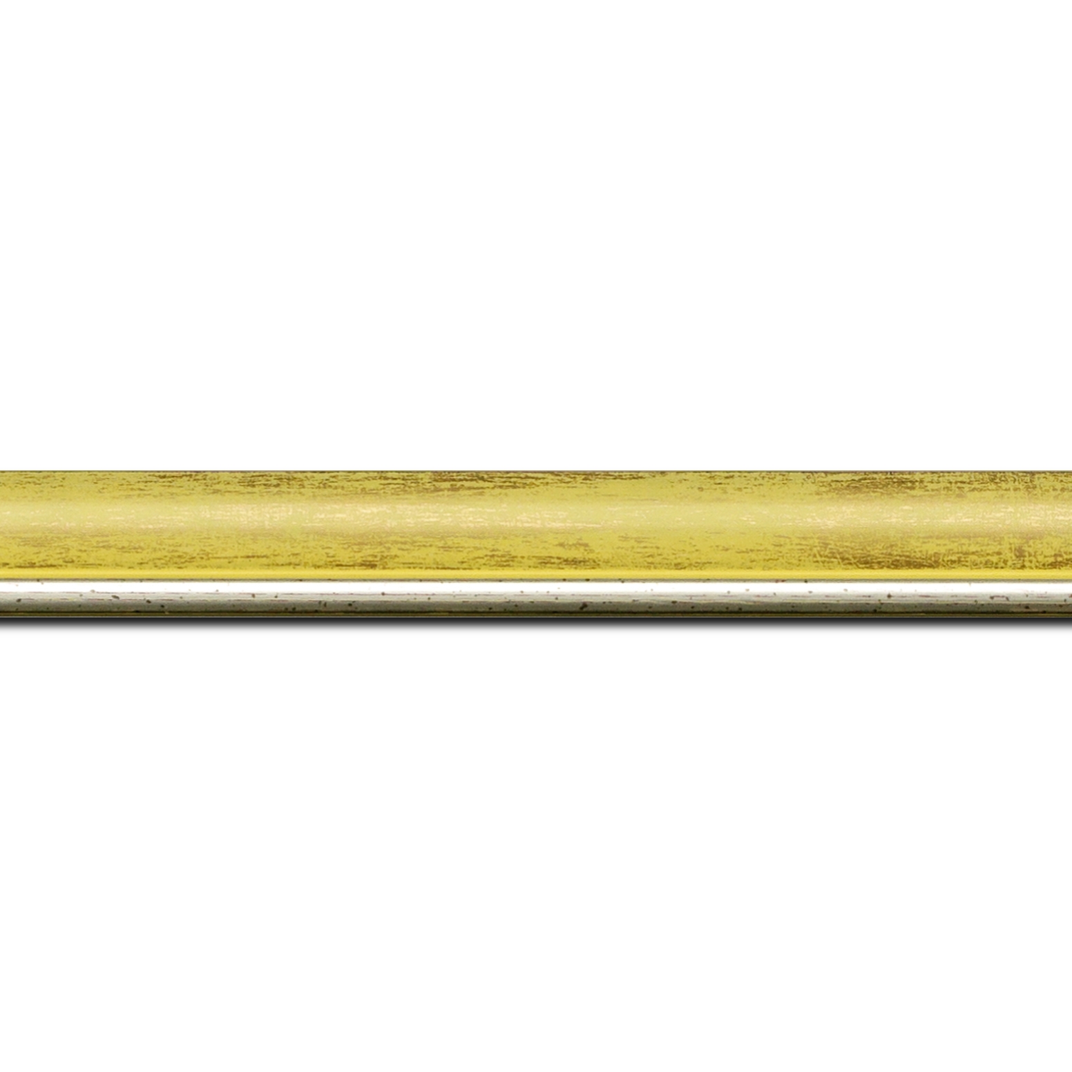 Baguette longueur 1.40m bois profil arrondi largeur 2.1cm  couleur  jaune fond or filet argent chaud