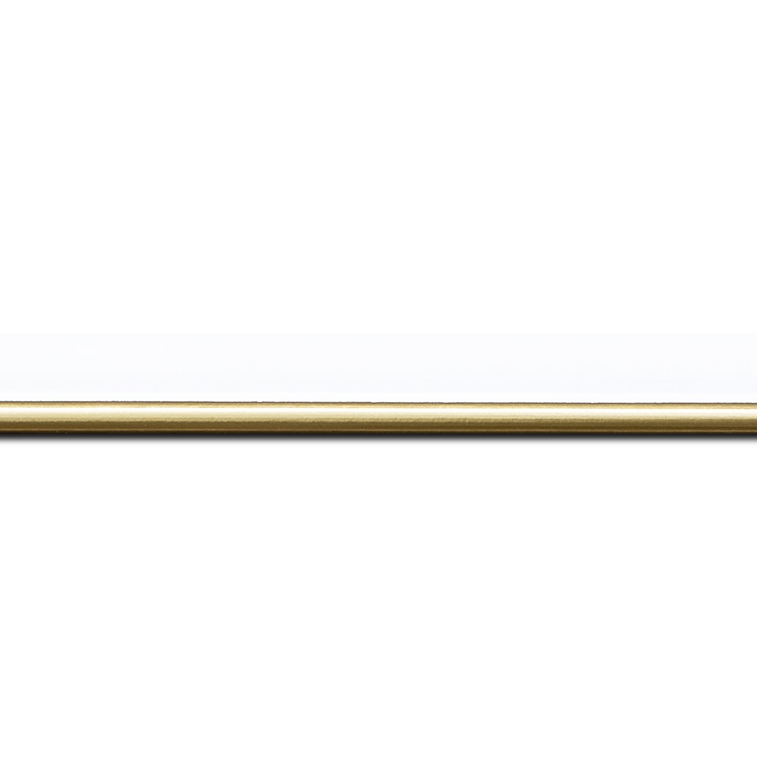 Baguette longueur 1.40m bois profil arrondi largeur 2.1cm couleur blanc mat filet or