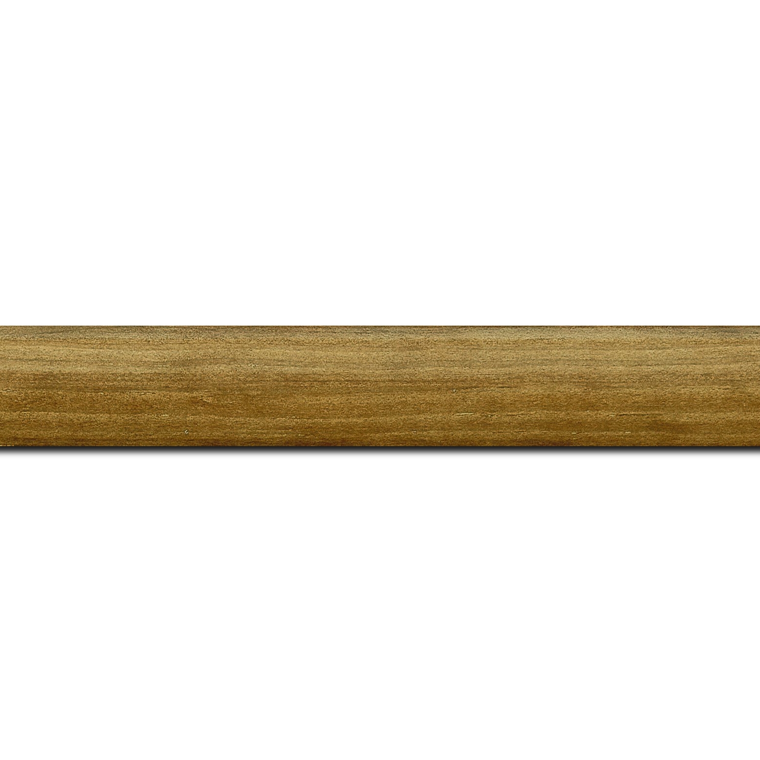 Baguette longueur 1.40m bois profil arrondi en pente plongeant largeur 2.4cm couleur chêne moyen finition vernis brillant,veine du bois  apparent (pin) ,