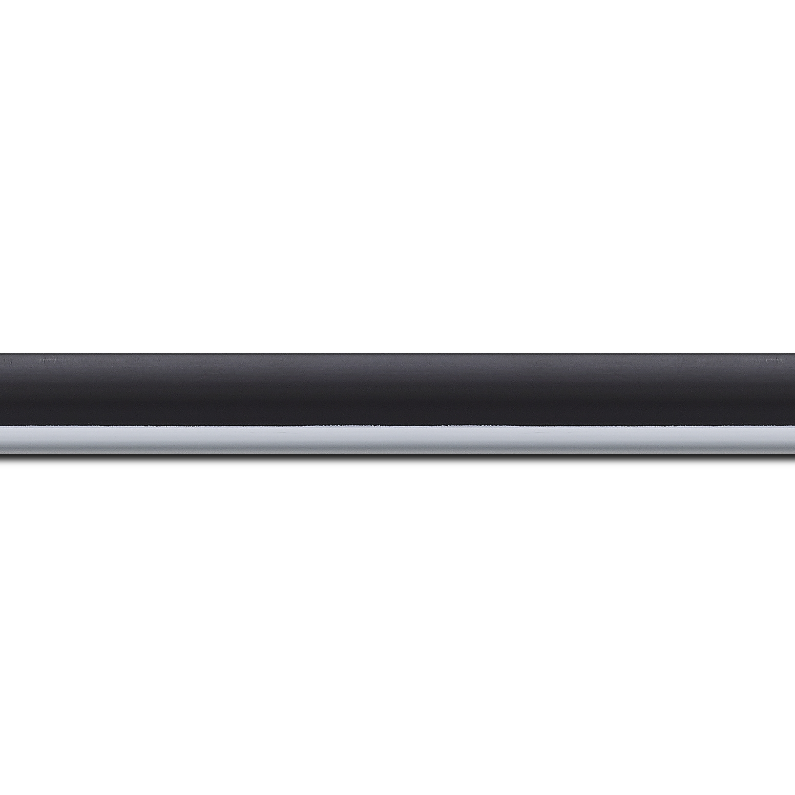 Baguette longueur 1.40m bois profil arrondi largeur 2.1cm  couleur noir mat filet blanc