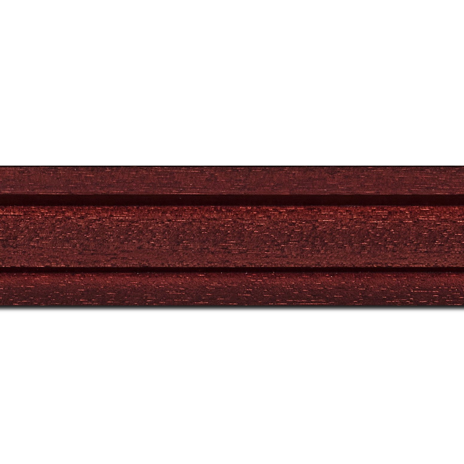 Baguette longueur 1.40m bois caisse américaine profil escalier largeur 4.4cm bordeaux satiné (spécialement conçu pour les châssis d'une épaisseur jusqu’à 2.5cm )