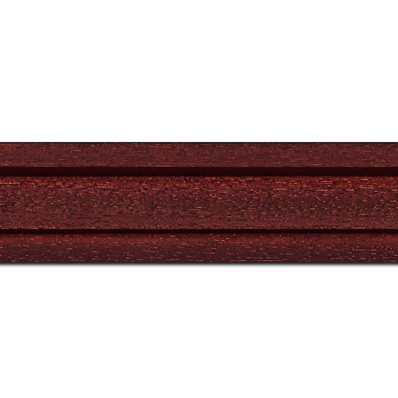 Pack par 12m, bois caisse américaine profil escalier largeur 4.4cm bordeaux satiné (spécialement conçu pour les châssis d'une épaisseur jusqu’à 2.5cm )(longueur baguette pouvant varier entre 2.40m et 3m selon arrivage des bois)