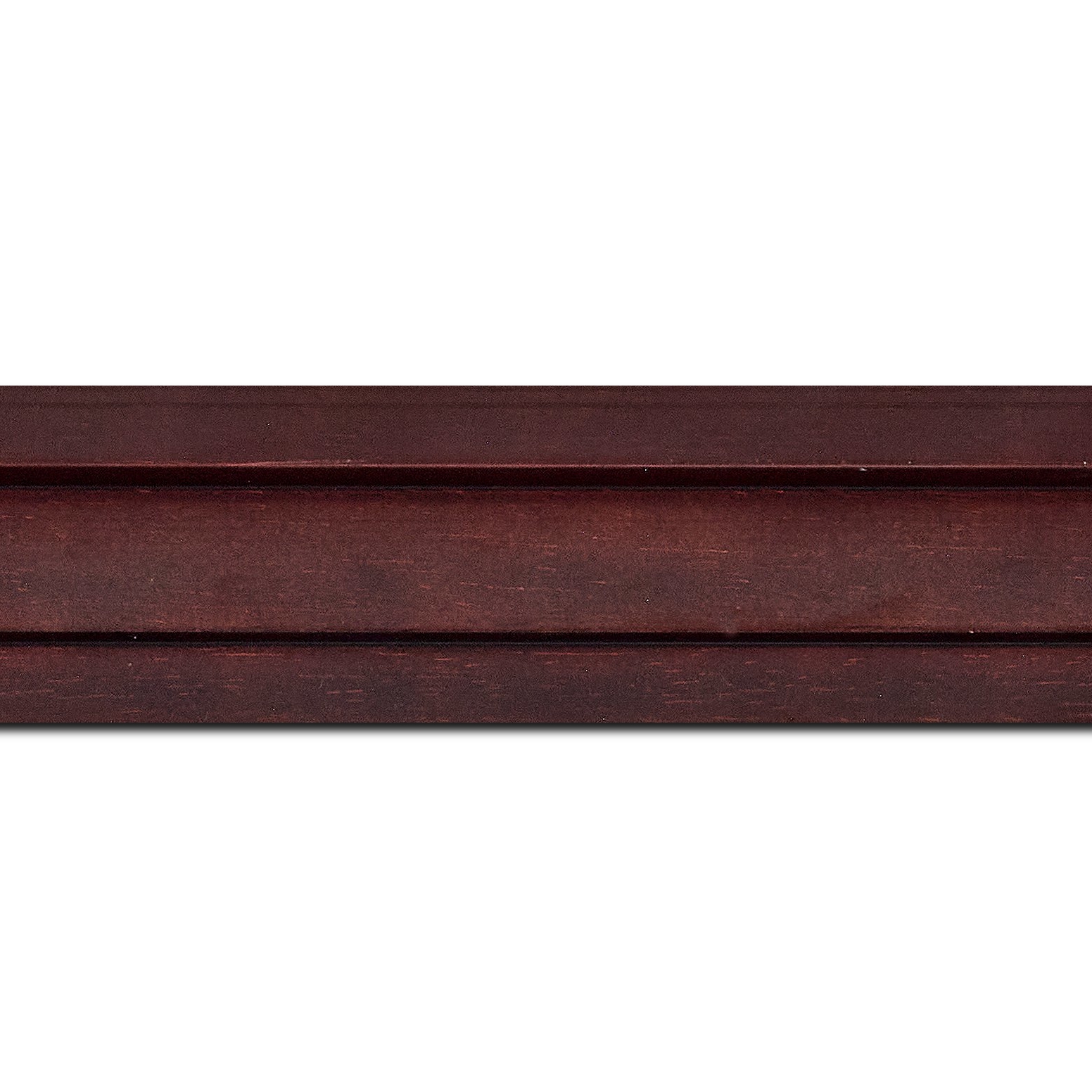 Pack par 12m, bois caisse américaine profil escalier largeur 4.4cm chocolat satiné (spécialement conçu pour les châssis d'une épaisseur jusqu’à 2.5cm )(longueur baguette pouvant varier entre 2.40m et 3m selon arrivage des bois)