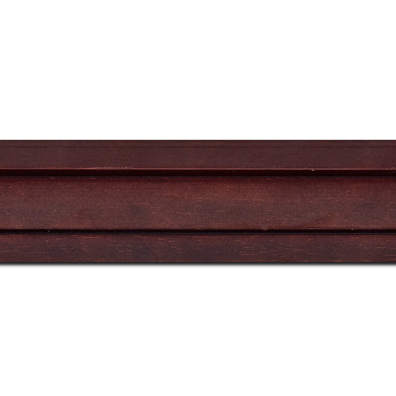 Pack par 12m, bois caisse américaine profil escalier largeur 4.4cm chocolat satiné (spécialement conçu pour les châssis d'une épaisseur jusqu’à 2.5cm )(longueur baguette pouvant varier entre 2.40m et 3m selon arrivage des bois)