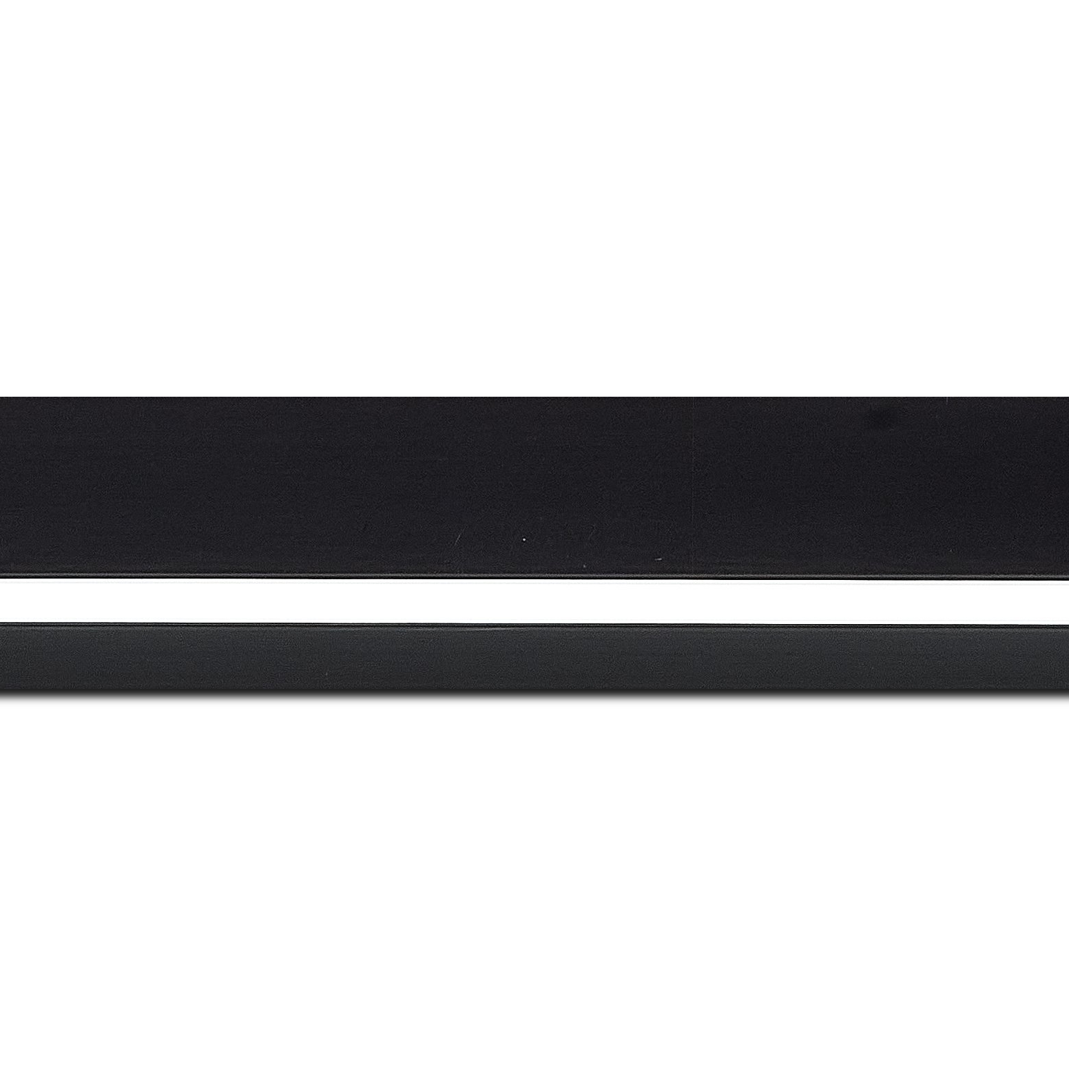 Baguette longueur 1.40m bois profil pente largeur 4.5cm de couleur noir mat filet blanc