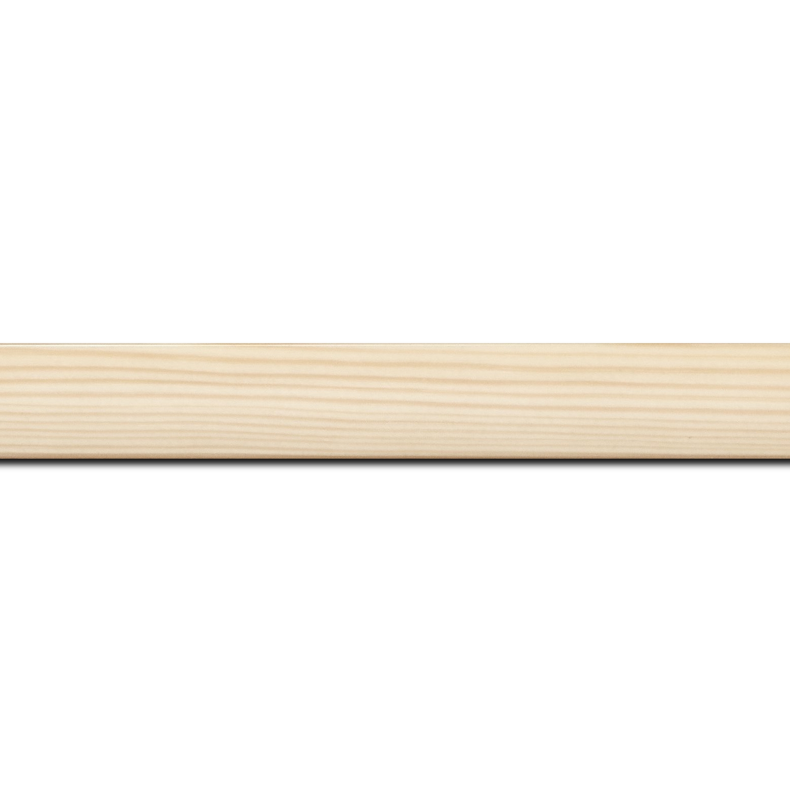 Baguette longueur 1.40m bois profil arrondi en pente plongeant largeur 2.4cm couleur naturel finition vernis brillant,veine du bois  apparent (pin) ,