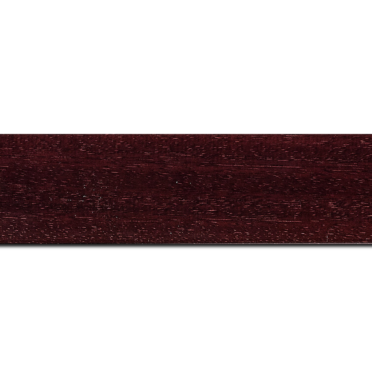 Pack par 12m, bois profil plat largeur 4.9cm de couleur bordeaux vernis brillant(longueur baguette pouvant varier entre 2.40m et 3m selon arrivage des bois)