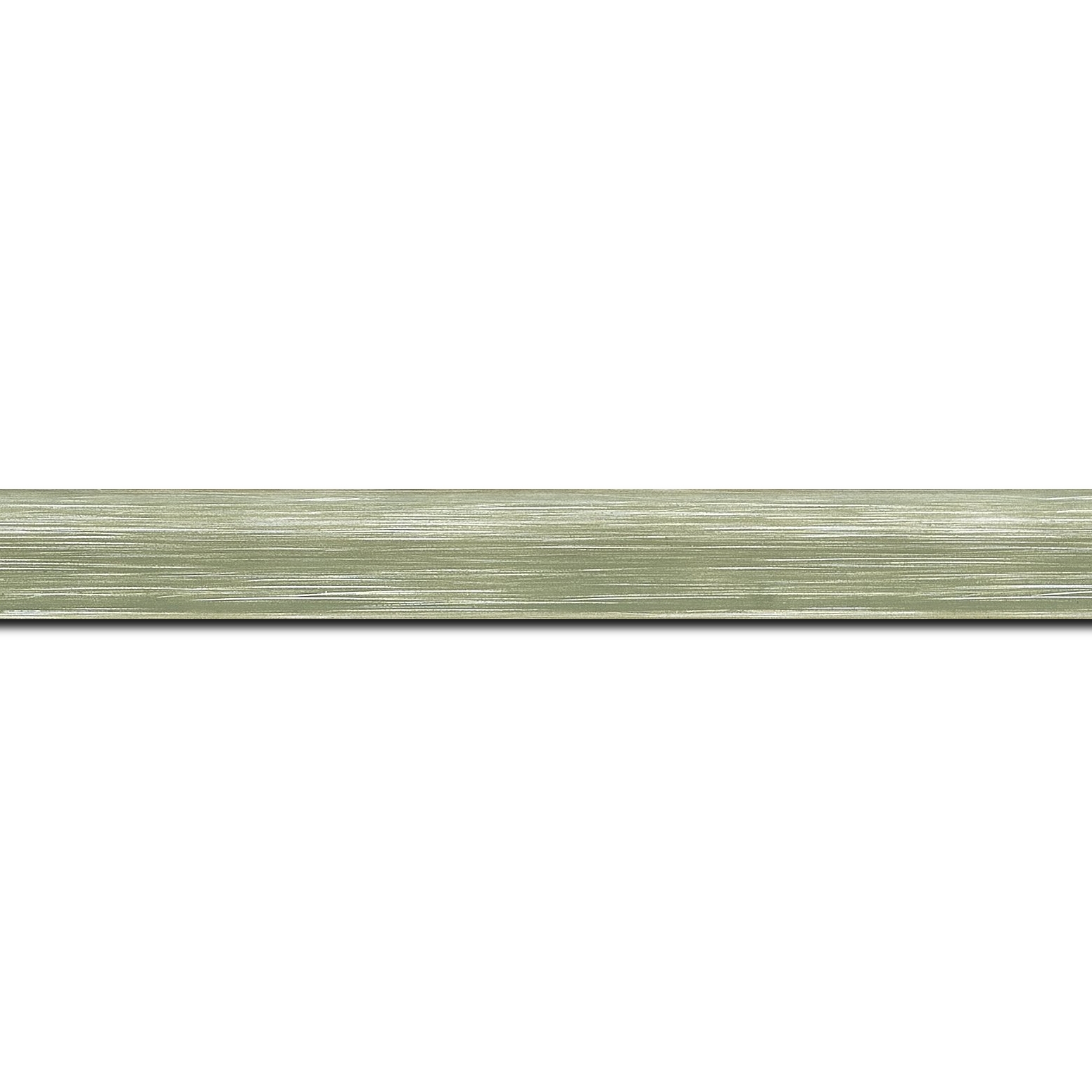 Pack par 12m, bois profil incurvé largeur 2.1cm couleur vert amande effet blanchi  (longueur baguette pouvant varier entre 2.40m et 3m selon arrivage des bois)