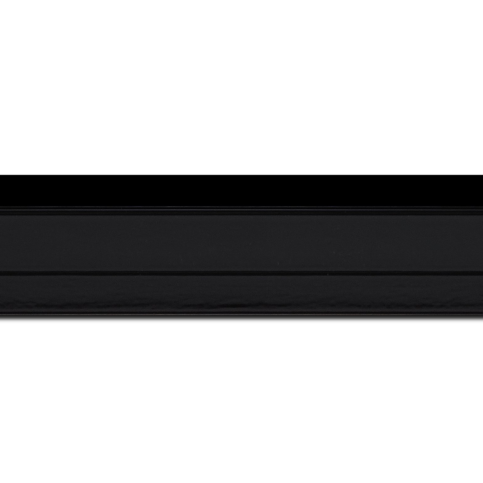 Baguette service précoupé Bois caisse américaine profil escalier largeur 4.4cm noir laqué  (spécialement conçu pour les châssis d'une épaisseur jusqu’à 2.5cm )
