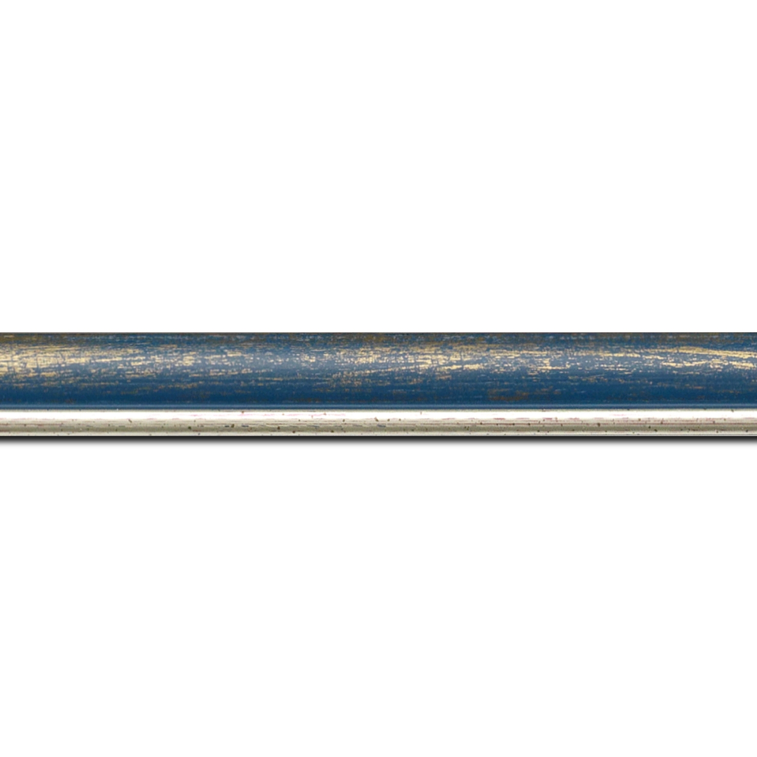 Baguette longueur 1.40m bois profil arrondi largeur 2.1cm  couleur bleu fond or filet argent chaud
