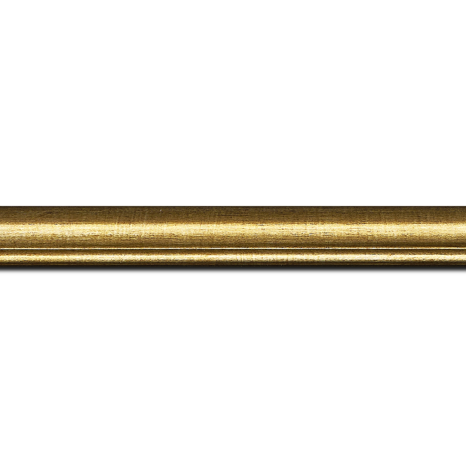 Pack par 12m, bois profil arrondi largeur 2.1cm couleur or filet or (longueur baguette pouvant varier entre 2.40m et 3m selon arrivage des bois)