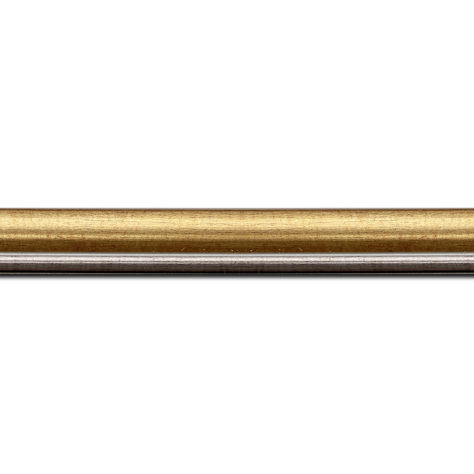 Baguette longueur 1.40m bois profil arrondi largeur 2.1cm  couleur or filet plomb