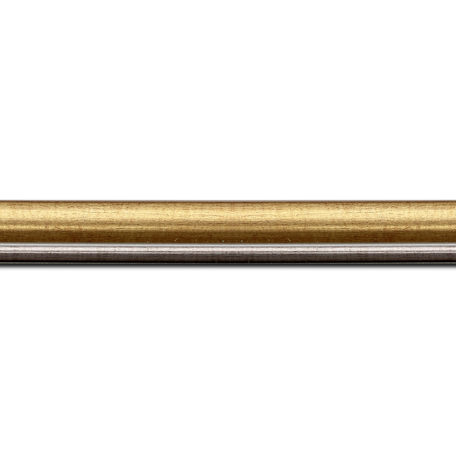 Baguette longueur 1.40m bois profil arrondi largeur 2.1cm  couleur or filet plomb