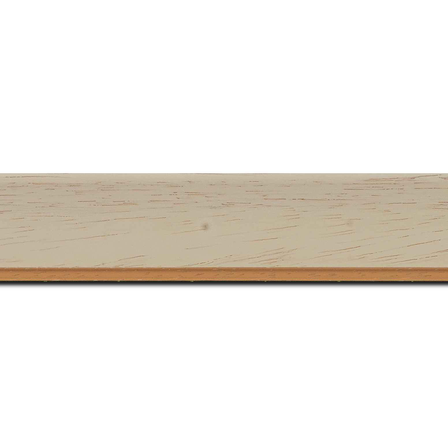 Baguette longueur 1.40m bois profil incurvé largeur 3.9cm couleur crème satiné filet or