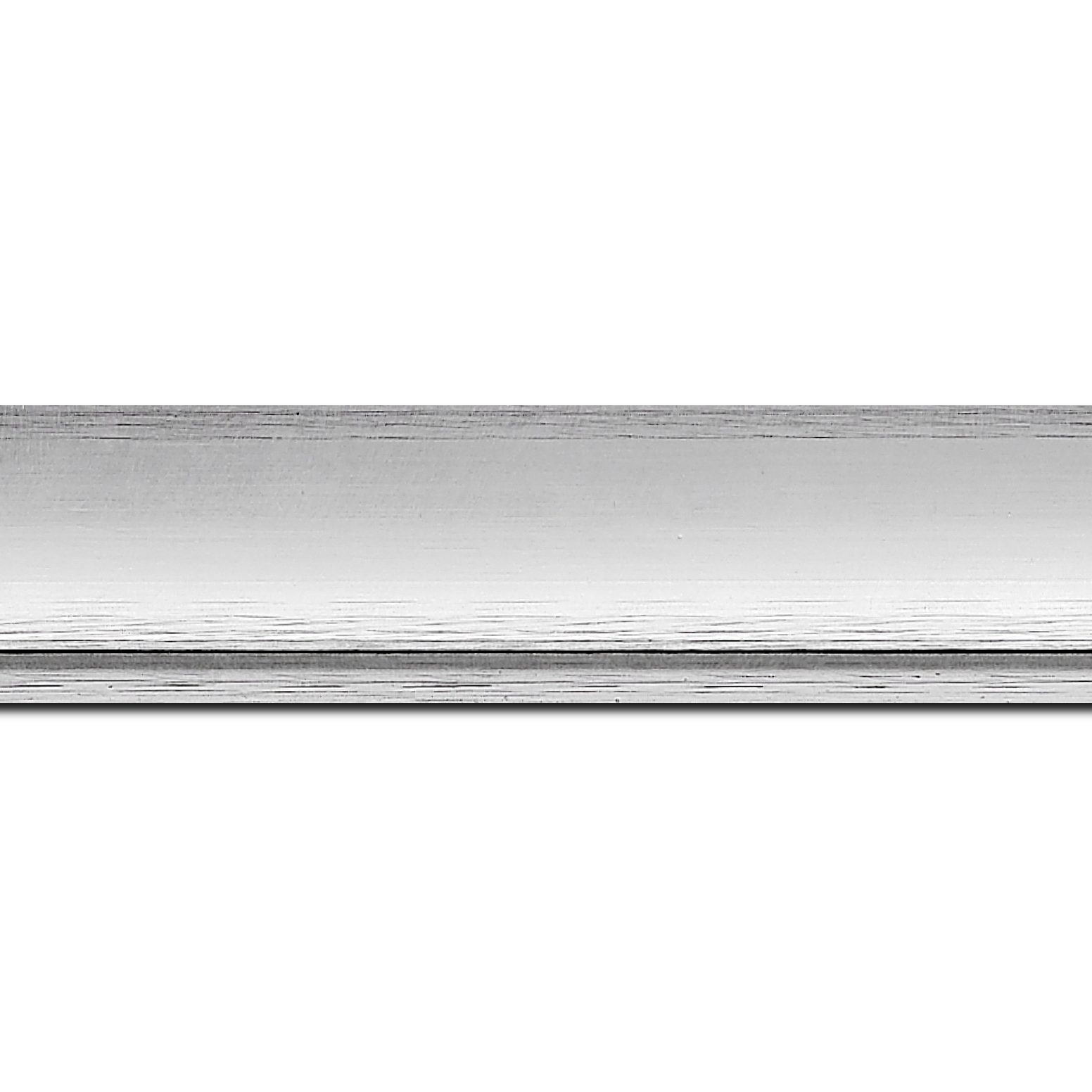 Baguette longueur 1.40m bois profil incurvé largeur 4.2cm couleur argent froid  effet givré