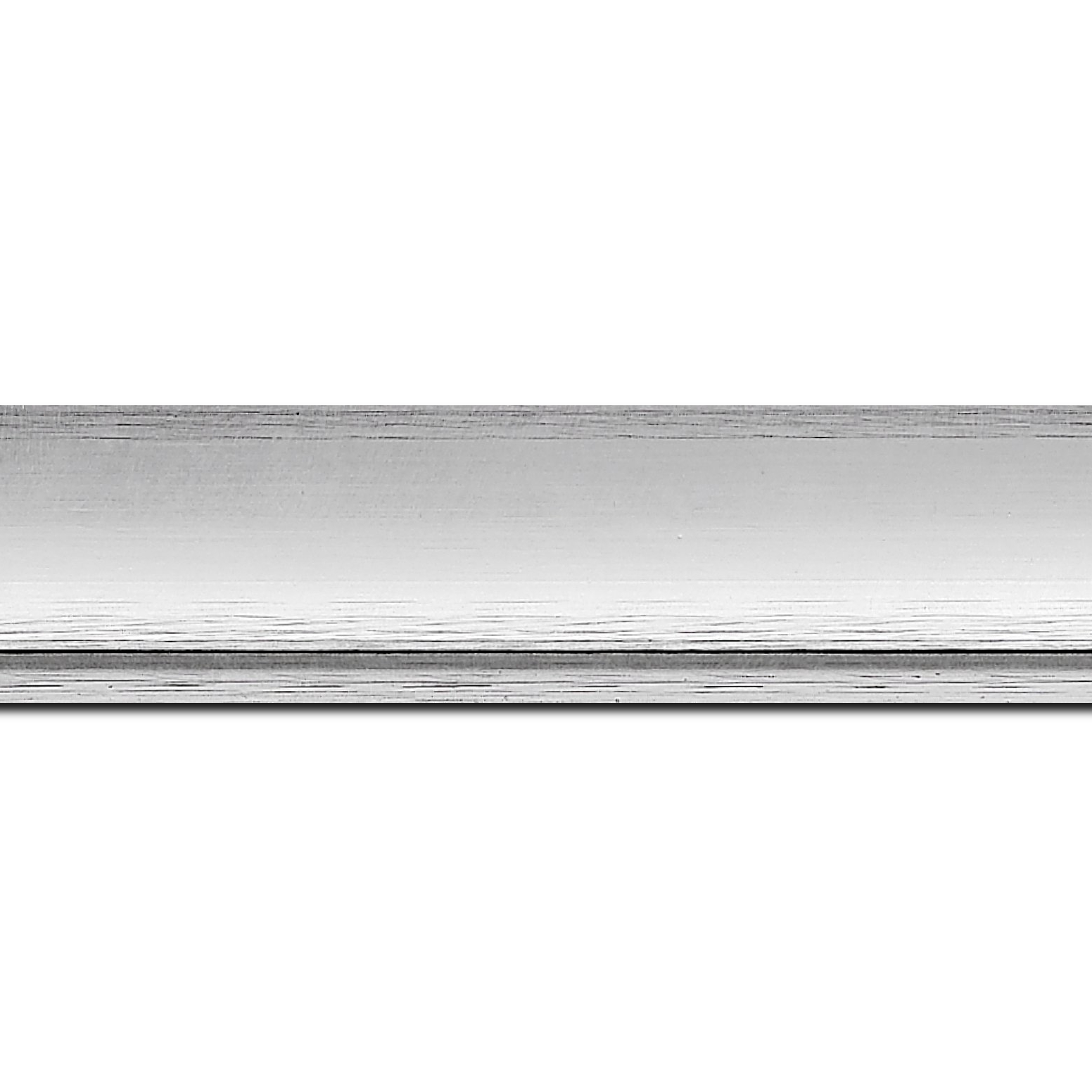 Baguette longueur 1.40m bois profil incurvé largeur 4.2cm couleur argent froid  effet givré