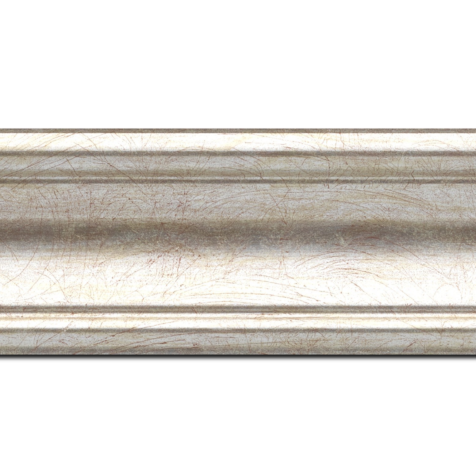 Baguette longueur 1.40m bois profil incurvé largeur 7cm argent chaud