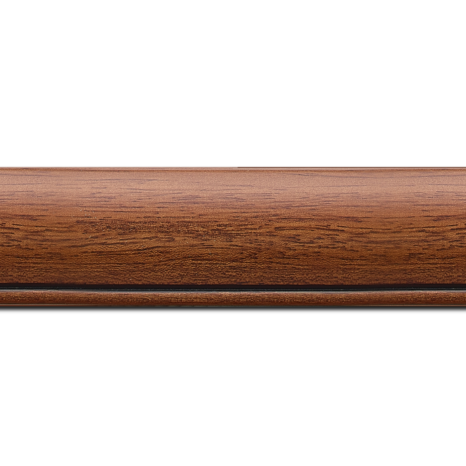 Baguette longueur 1.40m bois profil arrondi largeur 4.7cm couleur marron ton bois satiné rehaussé d'un filet noir