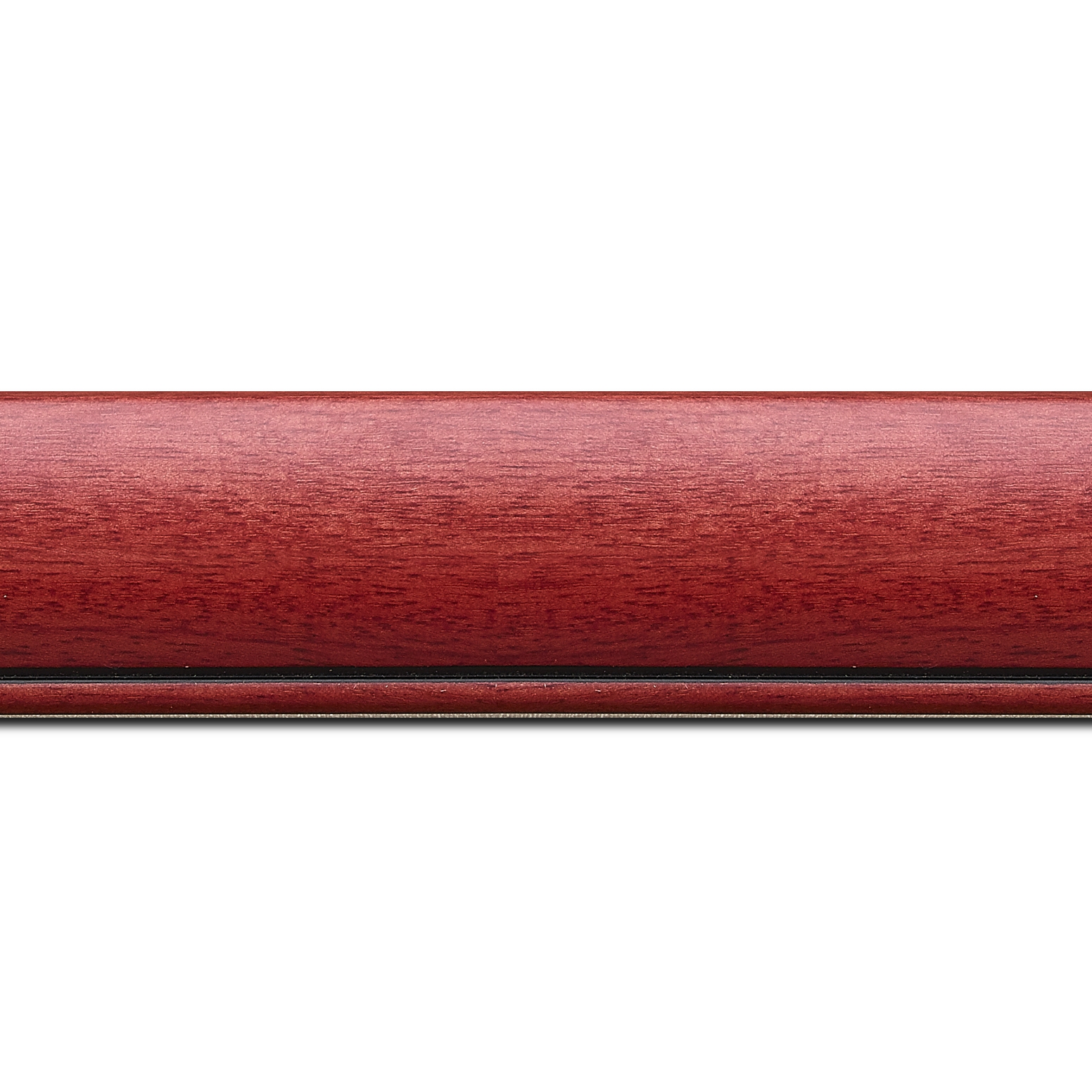 Baguette longueur 1.40m bois profil arrondi largeur 4.7cm couleur rouge cerise satiné rehaussé d'un filet noir