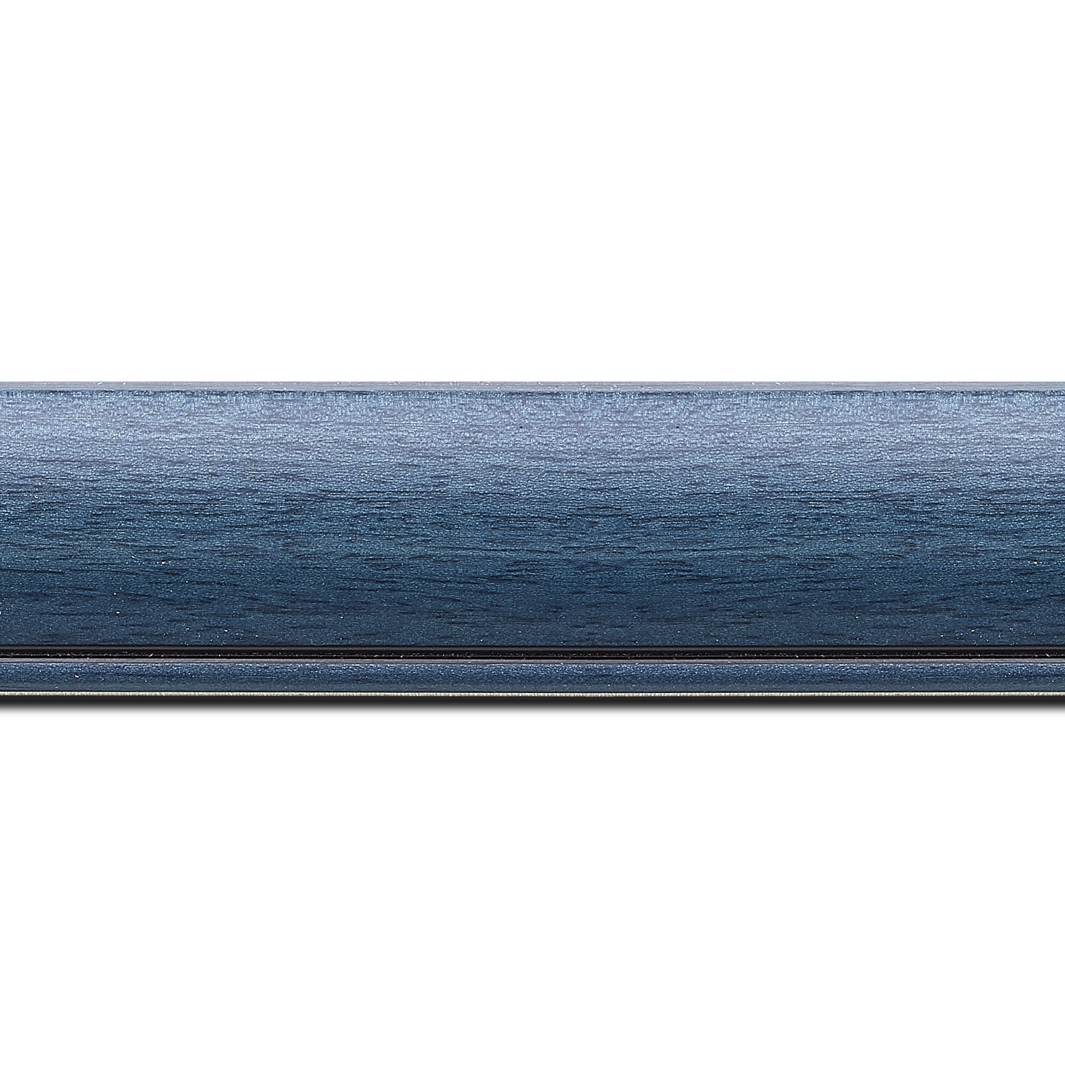 Baguette longueur 1.40m bois profil arrondi largeur 4.7cm couleur bleu cobalt satiné rehaussé d'un filet noir