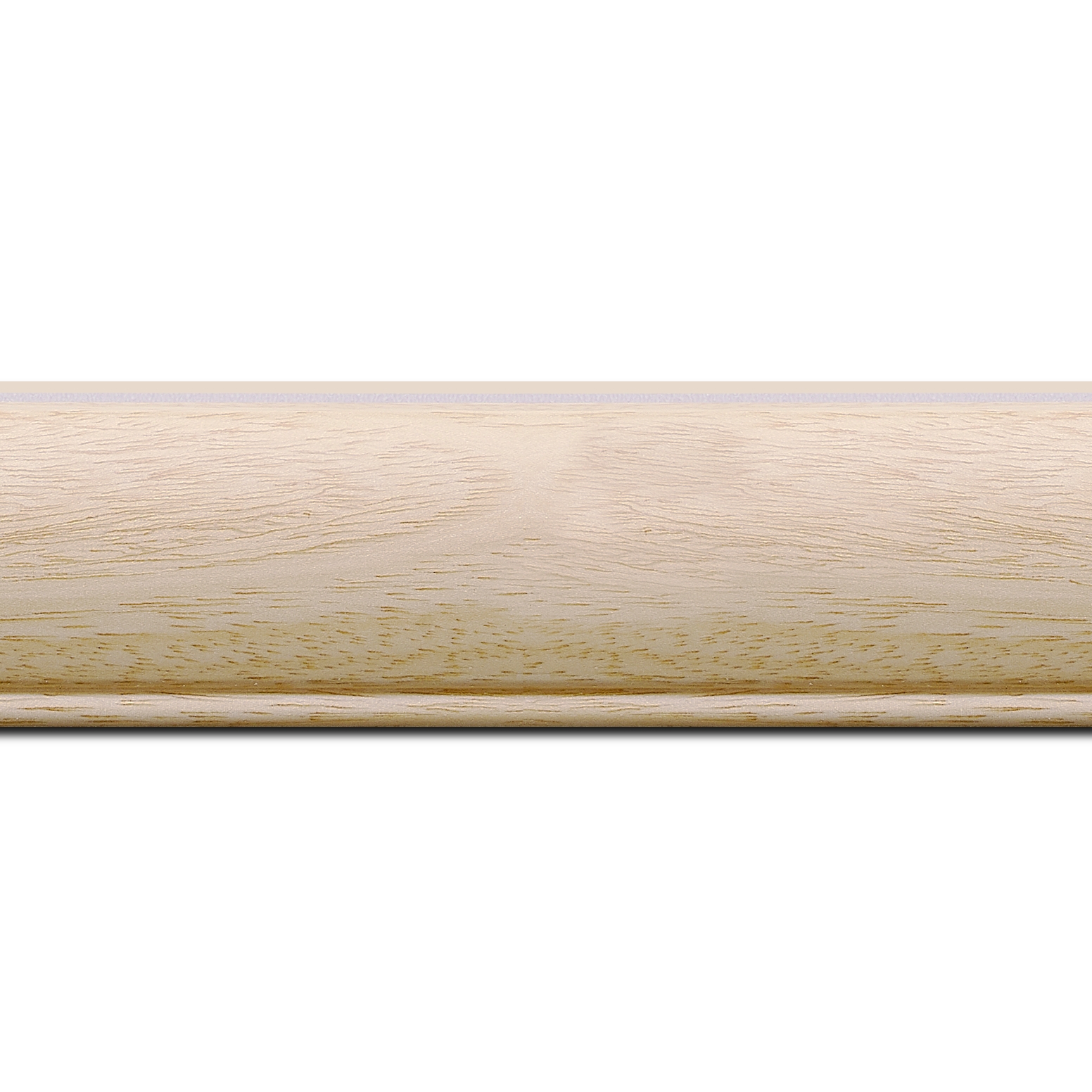 Pack par 12m, bois profil arrondi largeur 4.7cm ayous massif naturel (sans vernis, peut être peint)  (longueur baguette pouvant varier entre 2.40m et 3m selon arrivage des bois)
