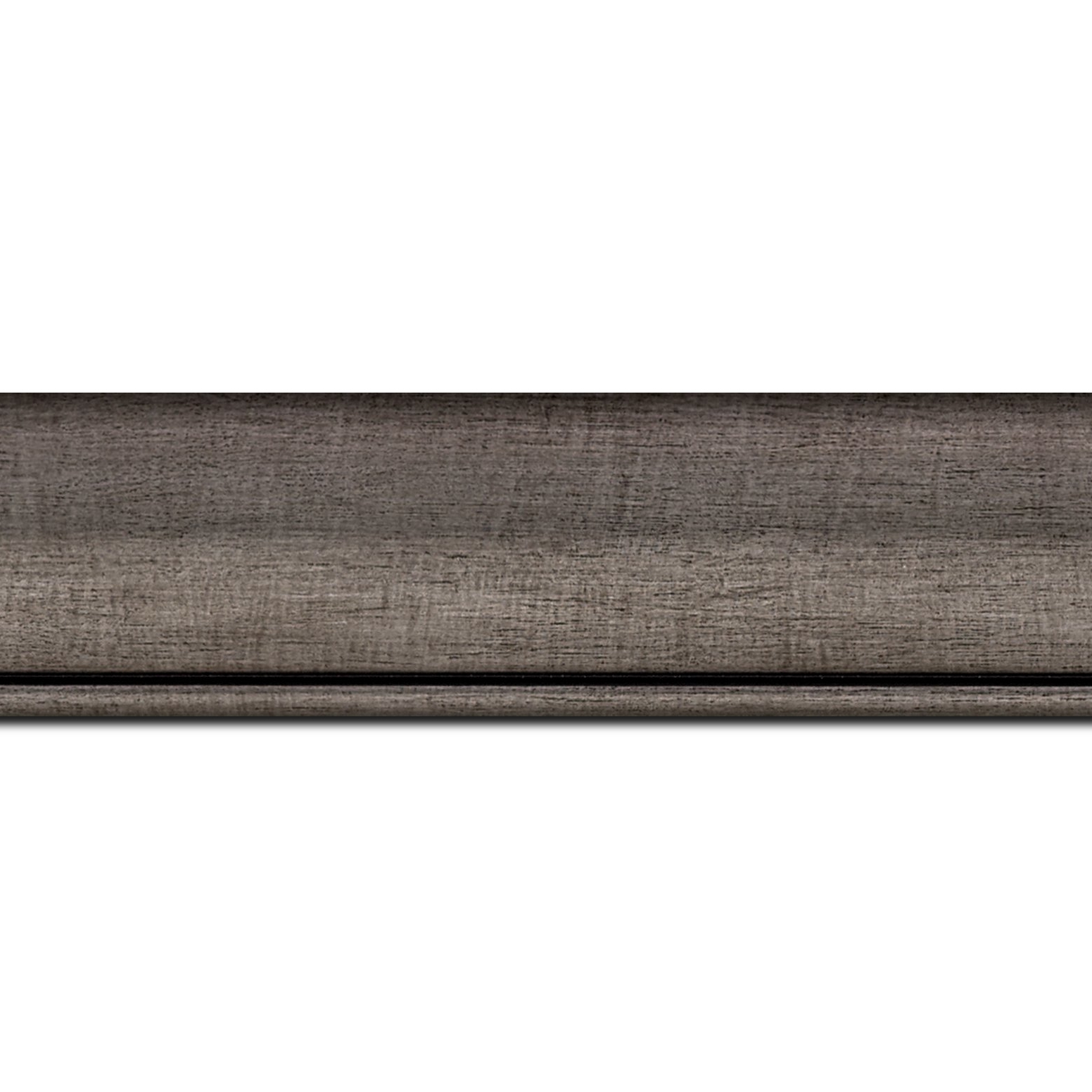 Pack par 12m, bois profil arrondi largeur 4.7cm couleur plomb rehaussé d'un filet noir(longueur baguette pouvant varier entre 2.40m et 3m selon arrivage des bois)