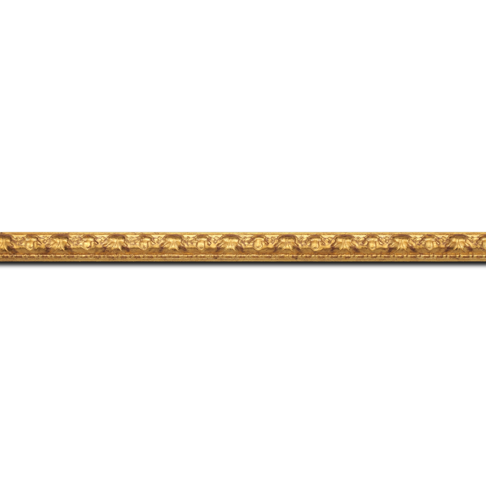 Baguette longueur 1.40m bois profil bombé largeur 4cm couleur or patiné