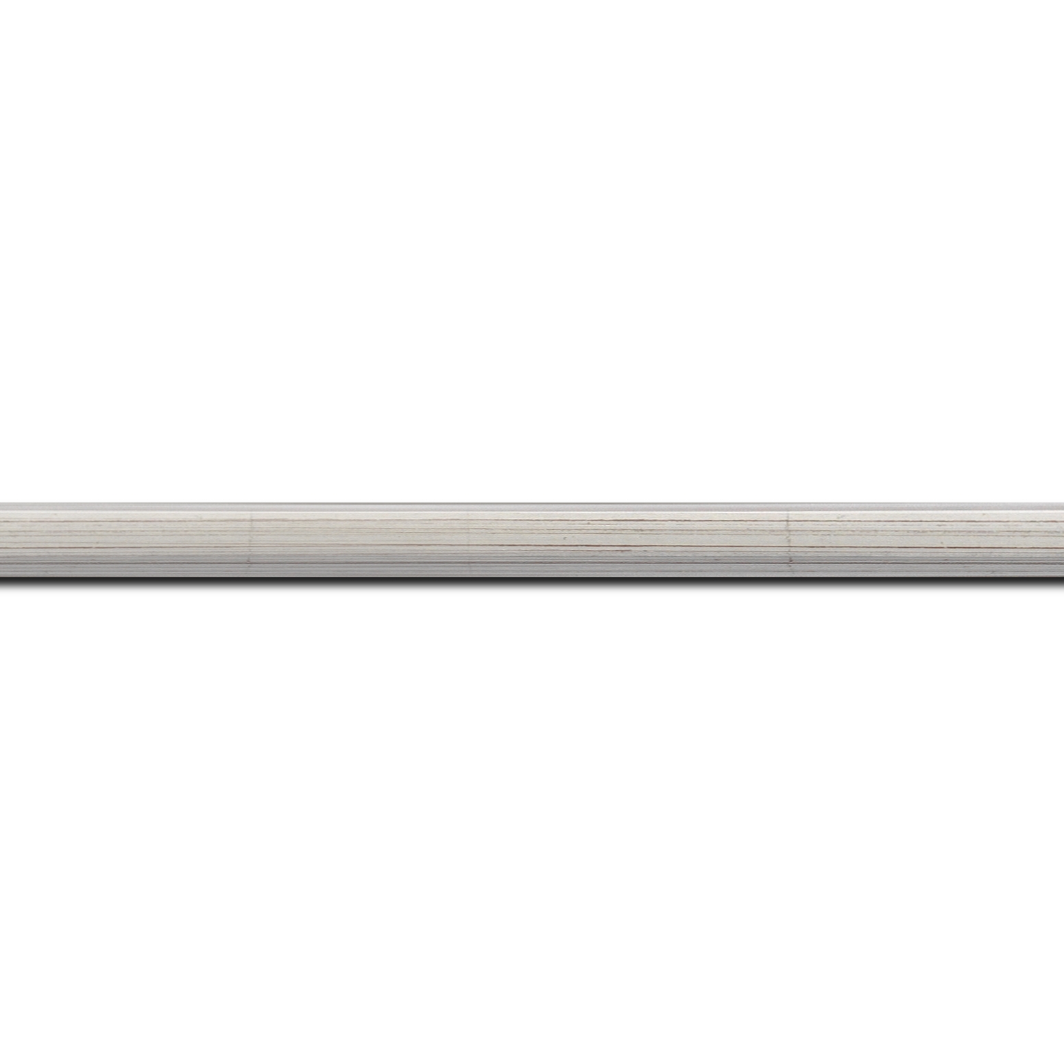 Baguette longueur 1.40m bois profil plat largeur 1.6cm argent patiné à la feuille nez chanfrein