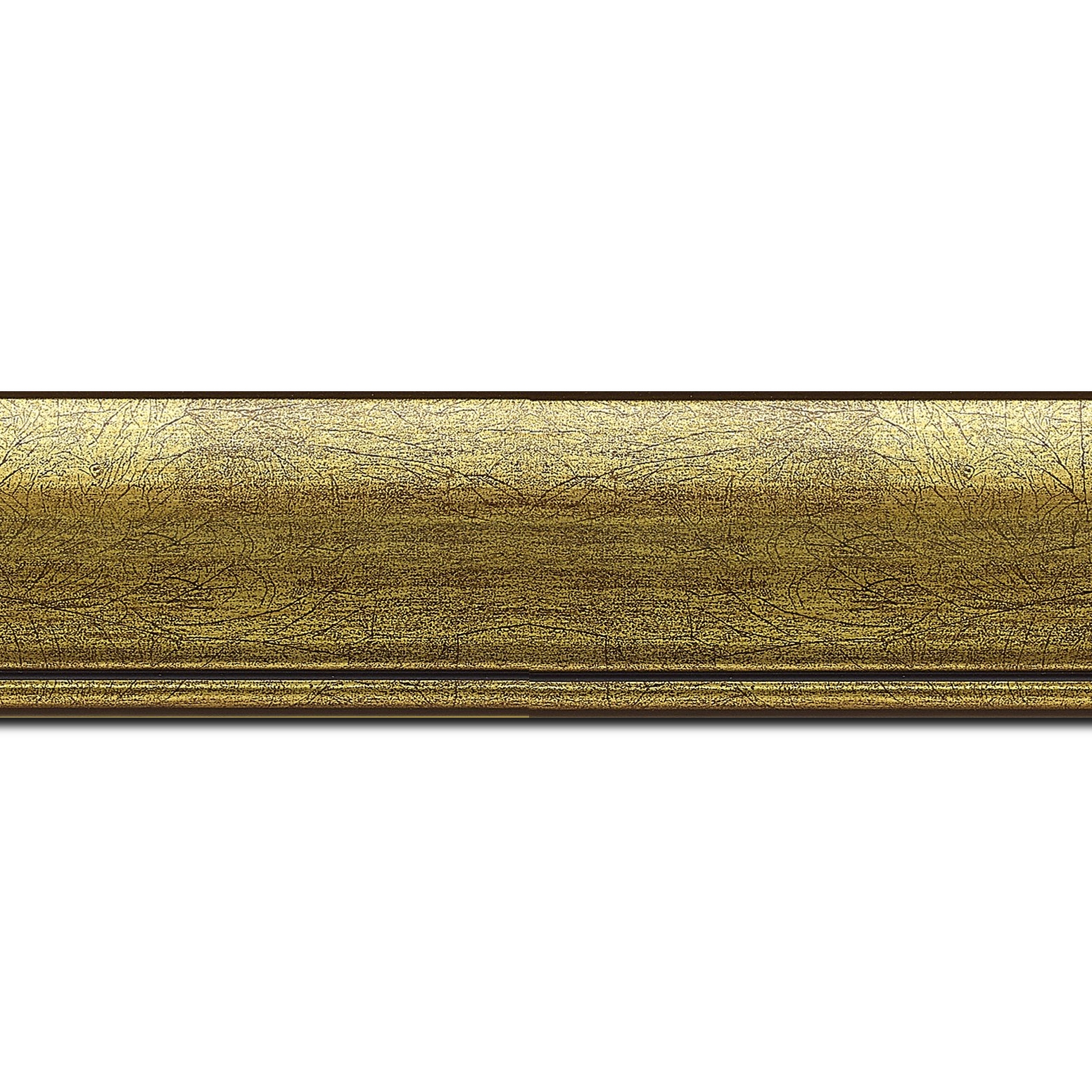 Pack par 12m, bois profil arrondi largeur 4.7cm or rehaussé d'un filet noir(longueur baguette pouvant varier entre 2.40m et 3m selon arrivage des bois)