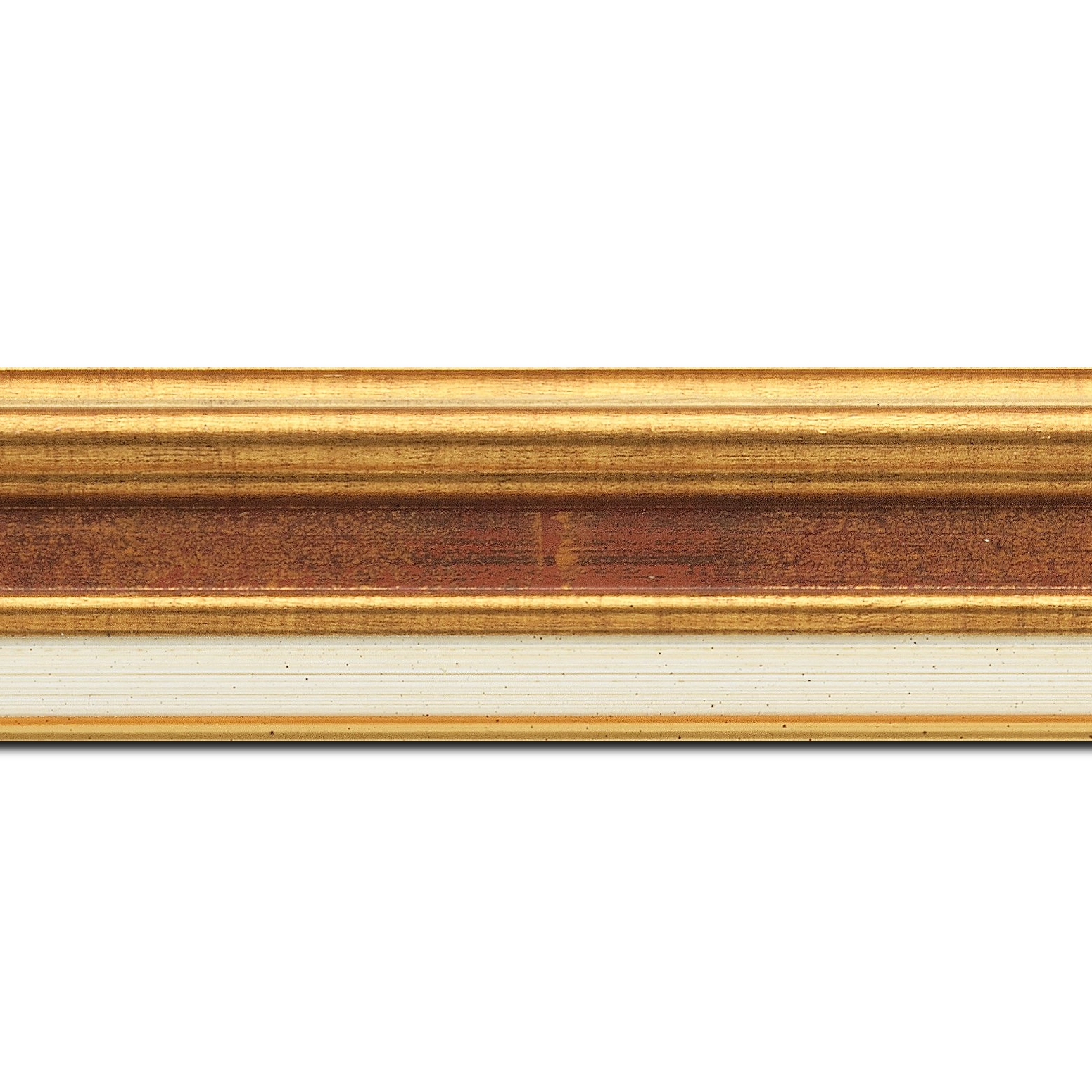 Baguette longueur 1.40m bois largeur 5.2cm or gorge bordeaux fond or marie louise crème filet or intégrée
