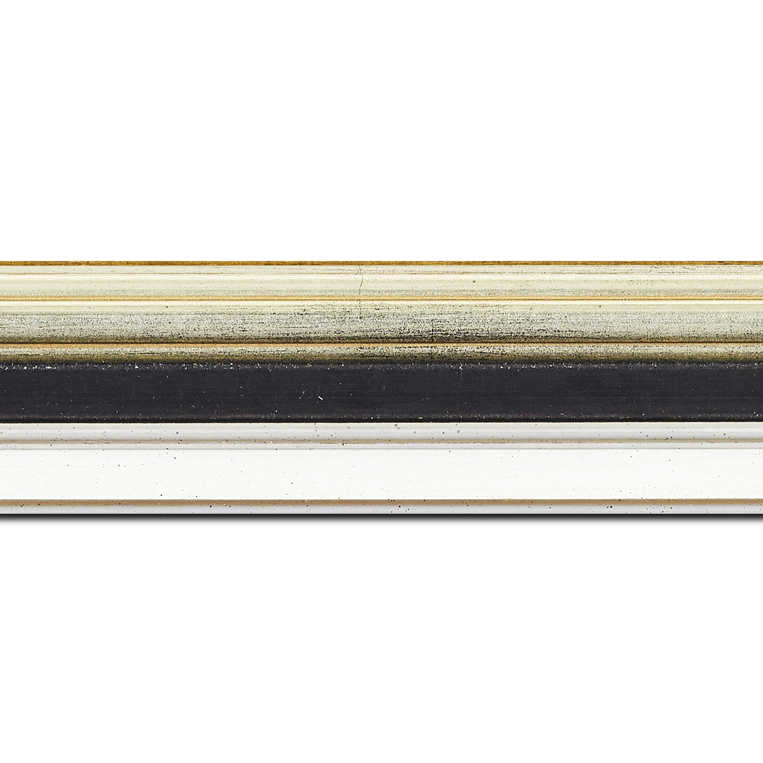 Baguette longueur 1.40m bois largeur 5.2cm argent gorge noire  marie louise blanche  filet argent intégrée