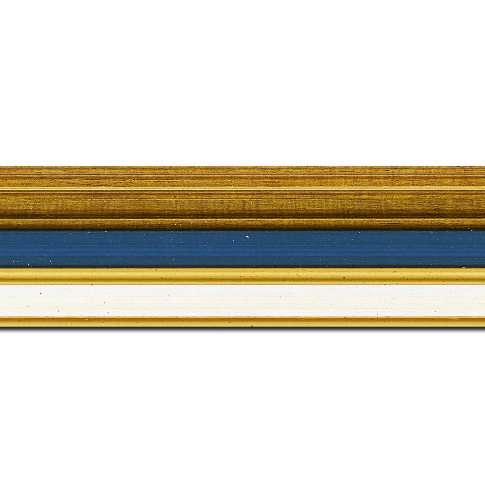 Baguette longueur 1.40m bois largeur 5.2cm or gorge bleue nuit  marie louise crème filet or intégrée