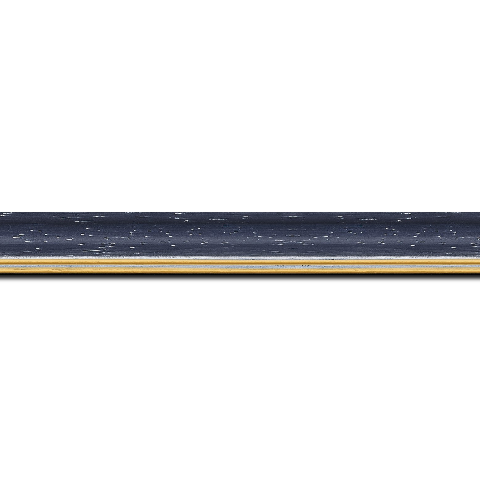 Baguette longueur 1.40m bois profil doucine inversée largeur 2.3cm noir anthracite cérusé double filet or