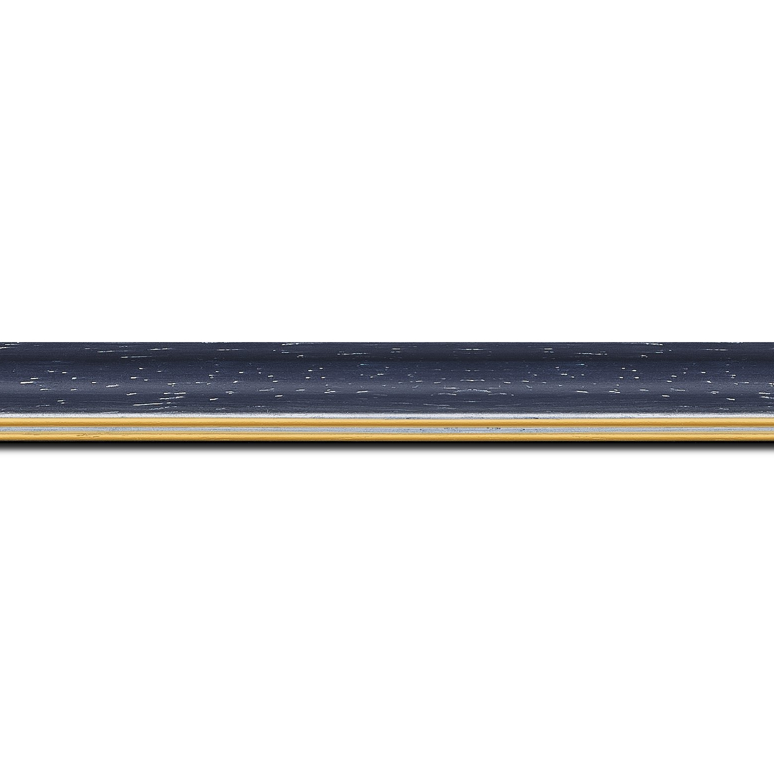 Baguette longueur 1.40m bois profil doucine inversée largeur 2.3cm noir anthracite cérusé double filet or