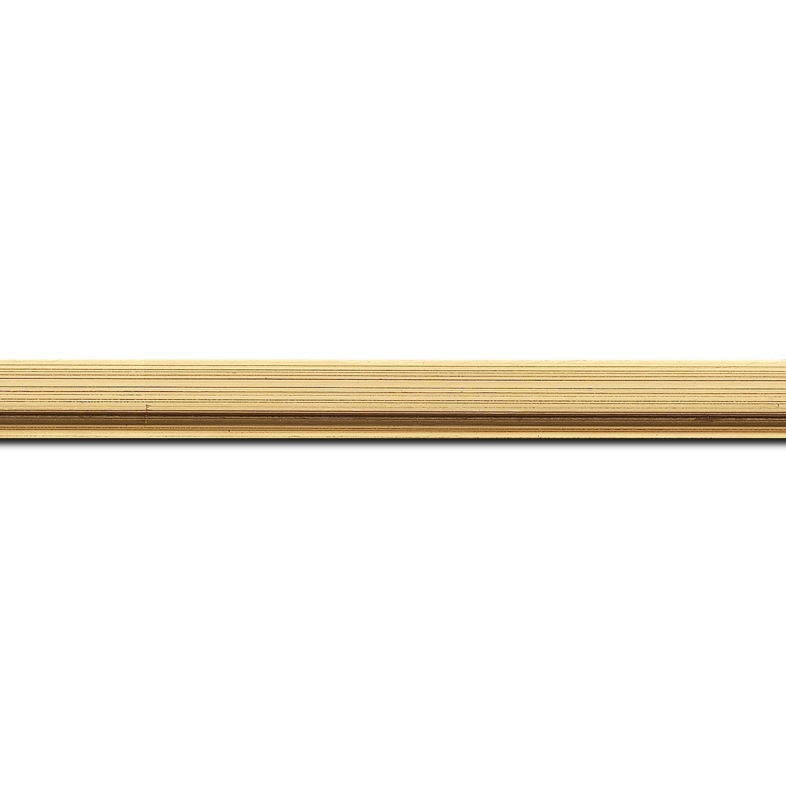 Baguette longueur 1.40m bois profil plat largeur 1.6cm or patiné à la feuille nez chanfrein