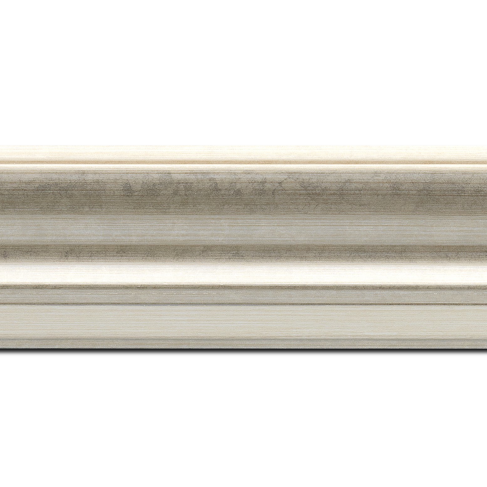 Baguette longueur 1.40m bois profil incurvé largeur 6.3cm couleur argent chaud marie louise intégrée