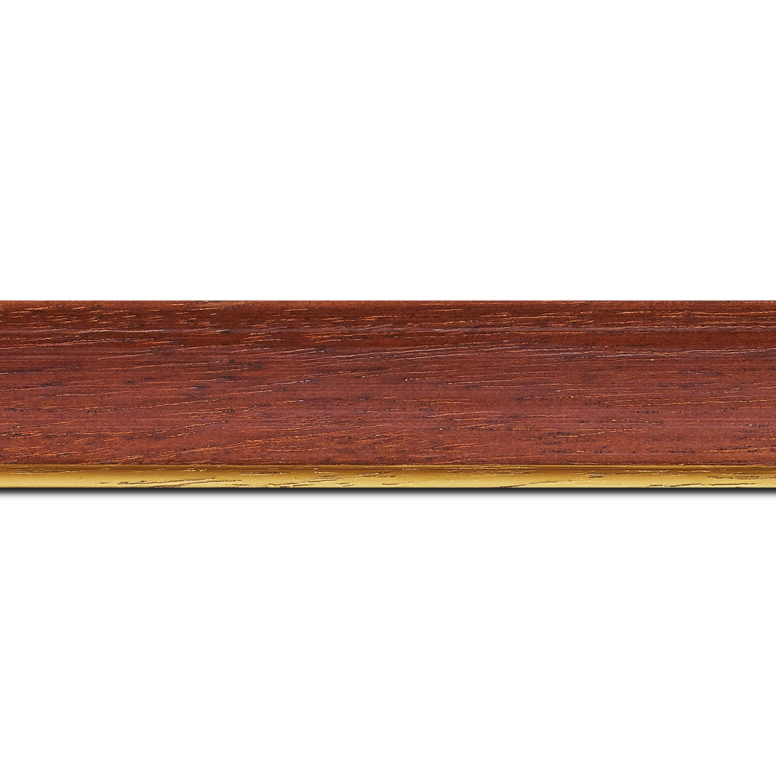 Baguette longueur 1.40m bois profil incurvé largeur 3.9cm couleur acajou satiné filet or