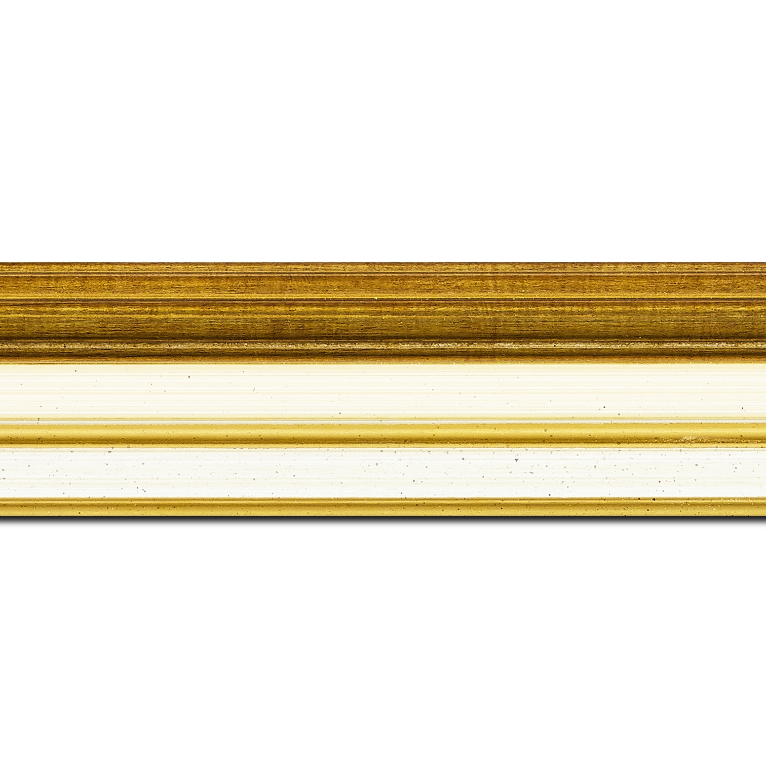 Baguette longueur 1.40m bois largeur 5.2cm or gorge crème  marie louise crème filet or intégrée