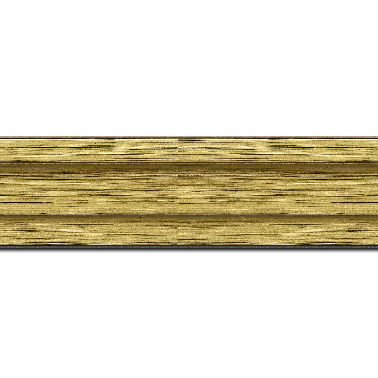 Baguette longueur 1.40m bois caisse américaine profil escalier largeur 4.4cm couleur or sur noir (spécialement conçu pour les châssis d'une épaisseur jusqu’à 2.5cm )