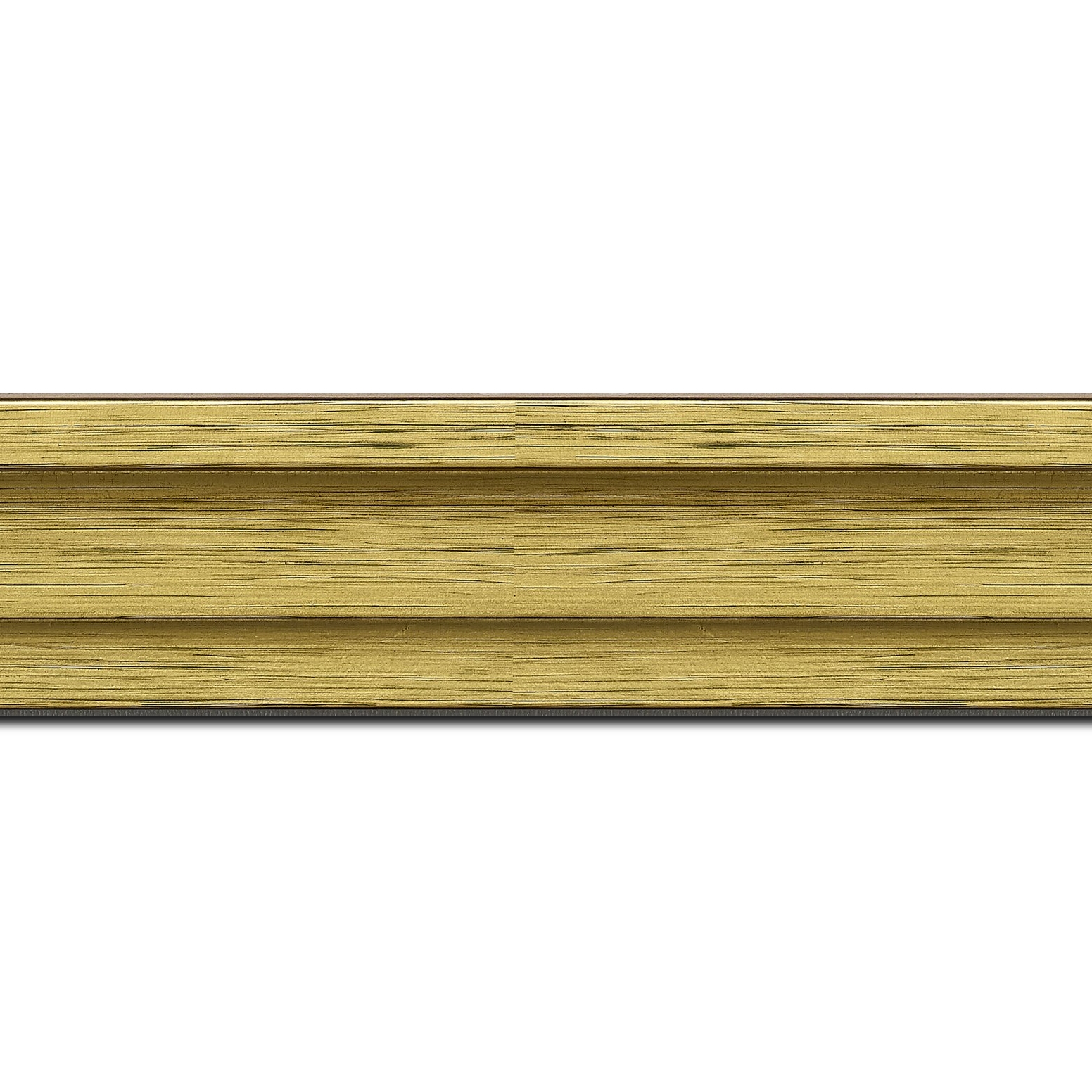 Baguette longueur 1.40m bois caisse américaine profil escalier largeur 4.4cm couleur or sur noir (spécialement conçu pour les châssis d'une épaisseur jusqu’à 2.5cm )